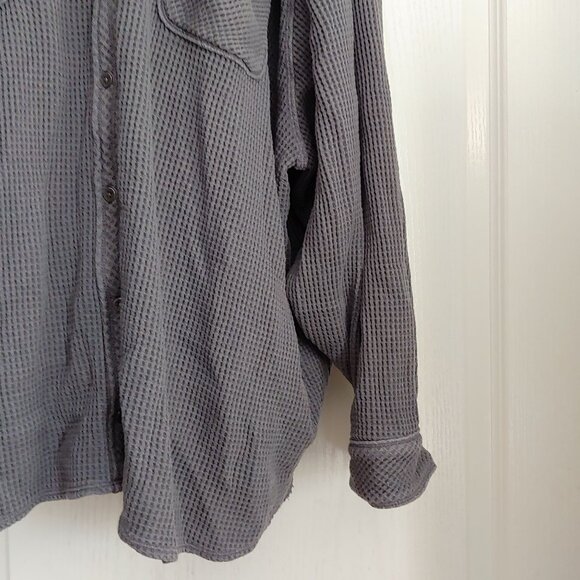 Aerie Women’s Shirt Lumberjack Waffle Knit Oversized Gray Layer Lagom XXL - Picture 7 of 14